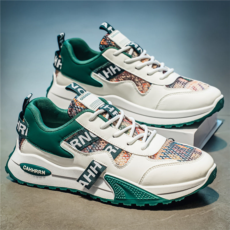 Unisex Plateau-Chunky-Sneaker mit Reptilprägung, gepolstertem Schaft und stoßdämpfender EVA-Zwischensohle EB