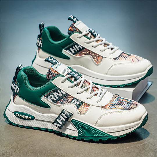 Unisex Plateau-Chunky-Sneaker mit Reptilprägung, gepolstertem Schaft und stoßdämpfender EVA-Zwischensohle EB