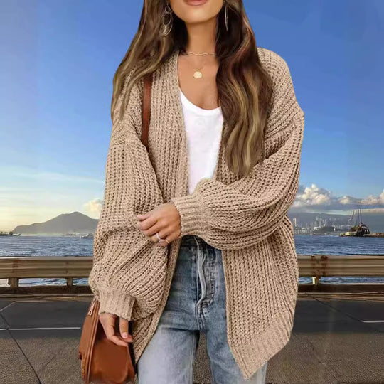 Damen Grobstrick Cardigan mit weitem Schnitt EB