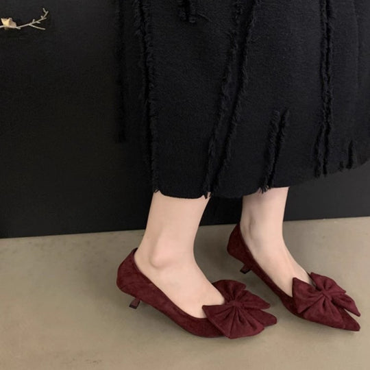 Damen elegante Ballerinas mit dekorativer Schleifenverzierung EB