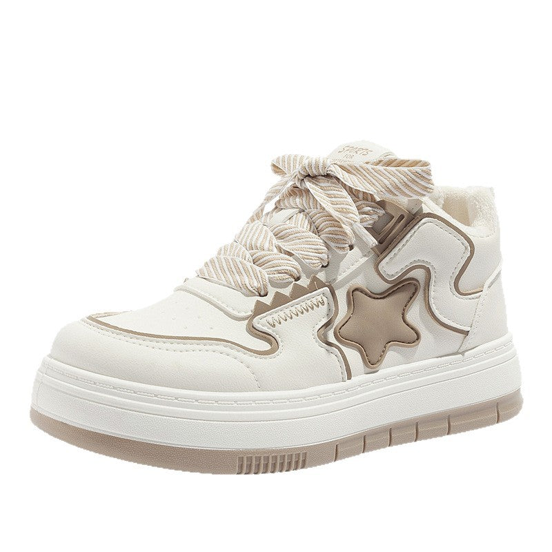 Damen Sportliche Winter Sneakers mit warmem Futter und verspieltem Sternenmotiv EB