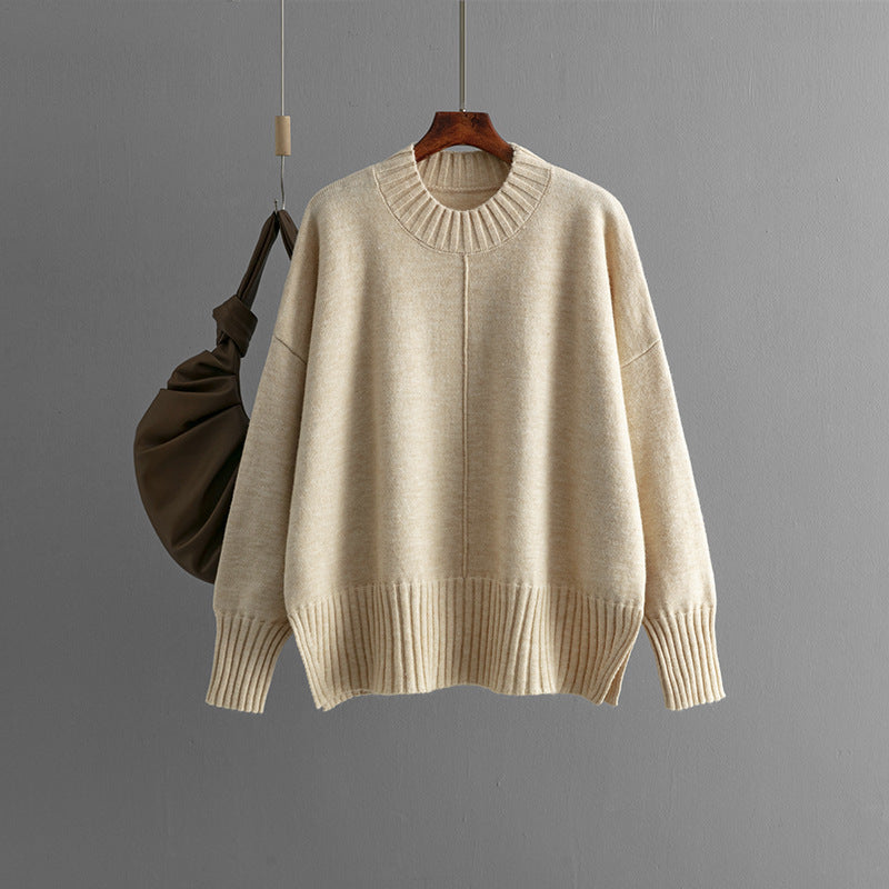 Damen Oversized Strickpullover mit Rippenbund EB