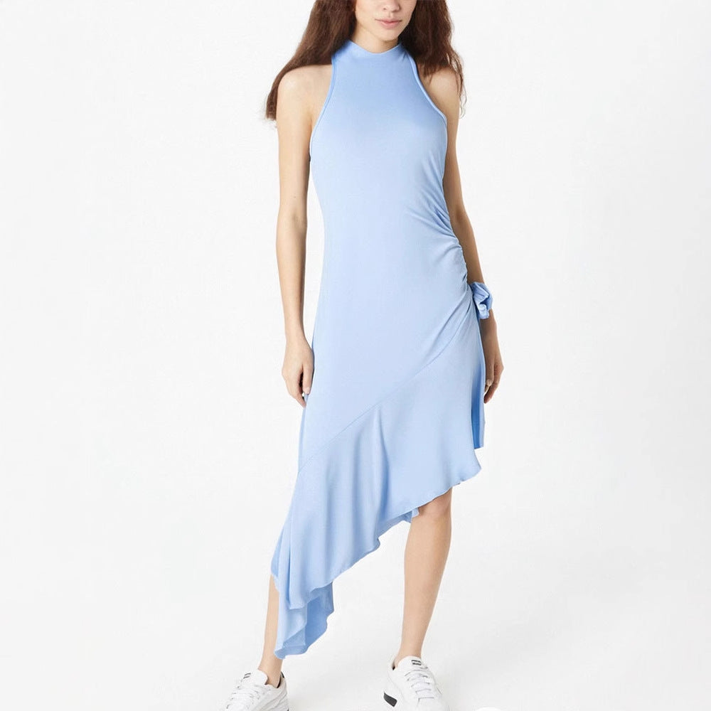 Damen asymmetrisches Wickelkleid mit zarten Rüschendetails EB