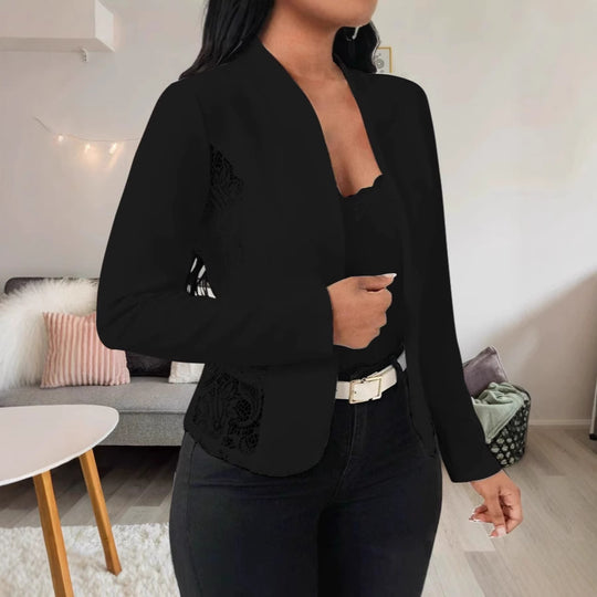 Damen elegante Blazerjacke mit Spitze und modernem Schnitt EB
