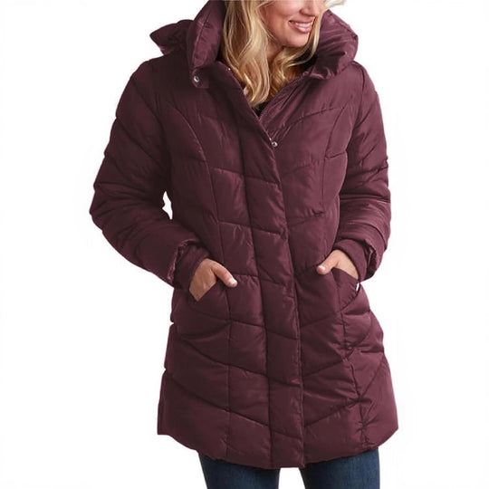 Damen Langer gesteppter Winterparka mit hochgeschlossenem Kragen EB