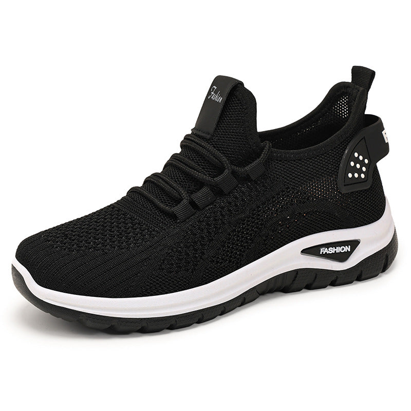 Damen nan sockenähnlicher Strick-Fit Sneaker mit elastischer Schnürung, gelochter Fersenverstärkung und dämpfender Plateau-Sohle EB