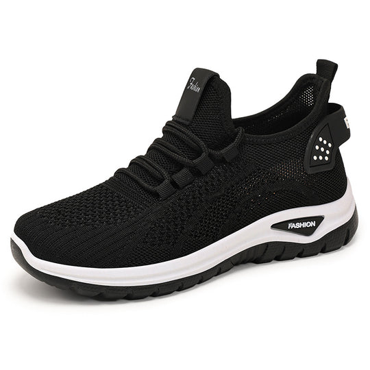 Damen nan sockenähnlicher Strick-Fit Sneaker mit elastischer Schnürung, gelochter Fersenverstärkung und dämpfender Plateau-Sohle EB
