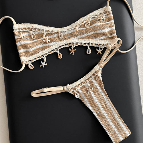 Damen Bandeau-Bikini mit einzigartigen Verzierungen EB