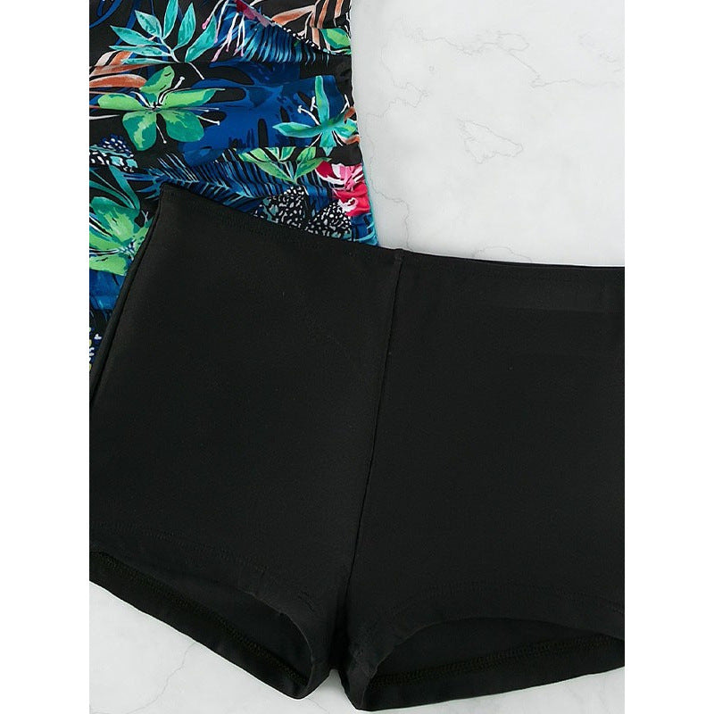 Damen Badeanzug-Set mit floralem Design und hohem Beinausschnitt EB
