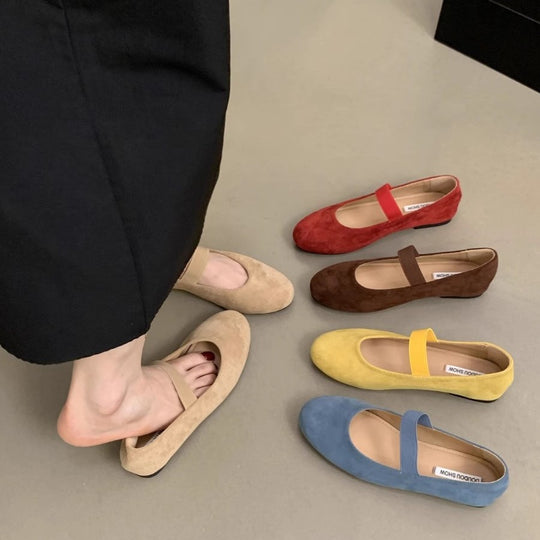 Damen elegante Ballerinas mit modischem Riemchen EB