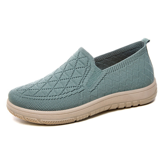 Damen Komfortable Slip-On Freizeitschuhe mit atmungsaktivem Strickdesign EB