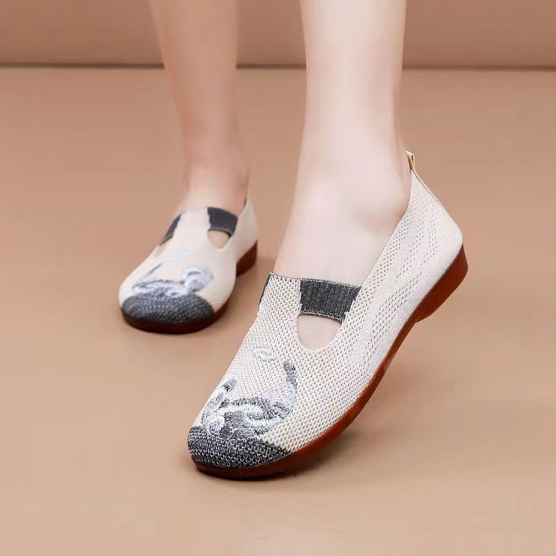 Damen elegante und atmungsaktive Ballerinas mit floralem Muster EB