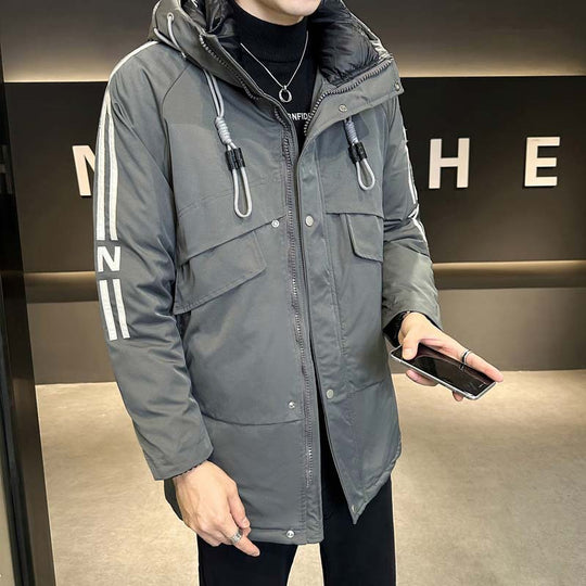 Herren modische Winterjacke mit praktischen Taschen und hohem Kragen EB