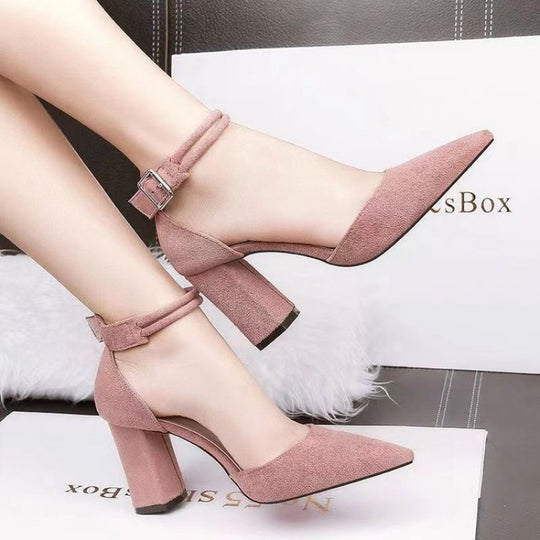 Damen Elegante Slingback-Pumps mit Blockabsatz und stilvollem Riemchen-Design EB