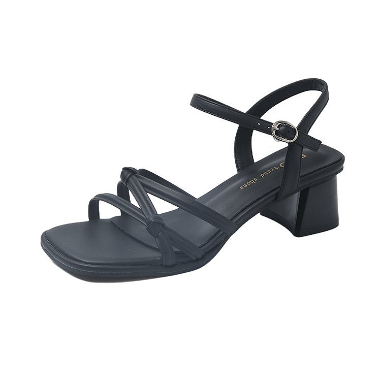 Damen elegante Sandalen mit verstellbarem Riemen und komfortablem Blockabsatz EB