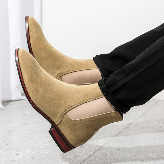 Damen elegante Chelsea-Stiefel aus weichem Wildleder mit elastischen Einsätzen EB