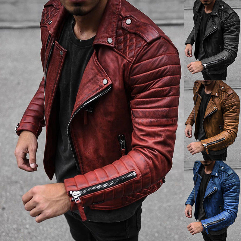 Herren Bikerjacke aus hochwertigem mit strukturiertem Design und praktischen Reißverschlüssen EB
