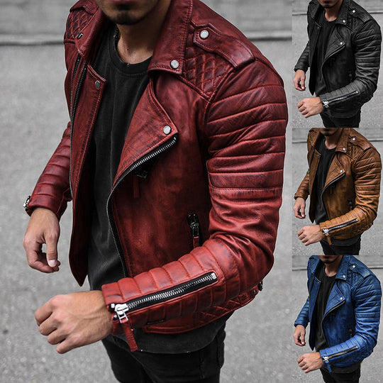 Herren Bikerjacke aus hochwertigem mit strukturiertem Design und praktischen Reißverschlüssen EB