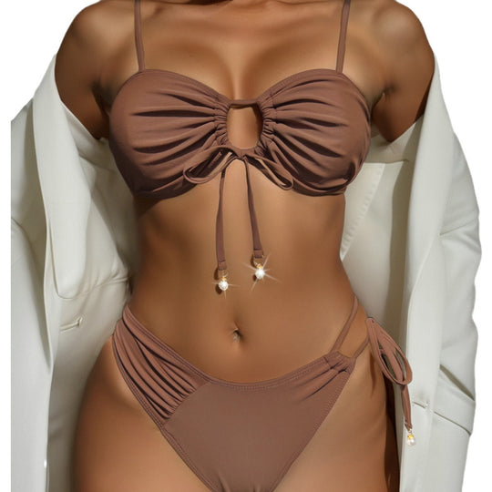 Damen Push-Up Bikini mit dekorativen Details und verstellbaren Trägern EB