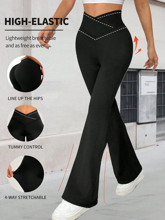 Damen Hochgeschnittene Yoga-Leggings mit Bauchkontrolle und 4-Wege-Stretch EB
