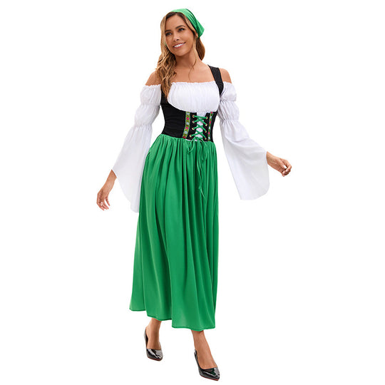Damen nan Renaissance-Bauernkleid mit geschnürtem Korsett und Trompetenärmeln EB