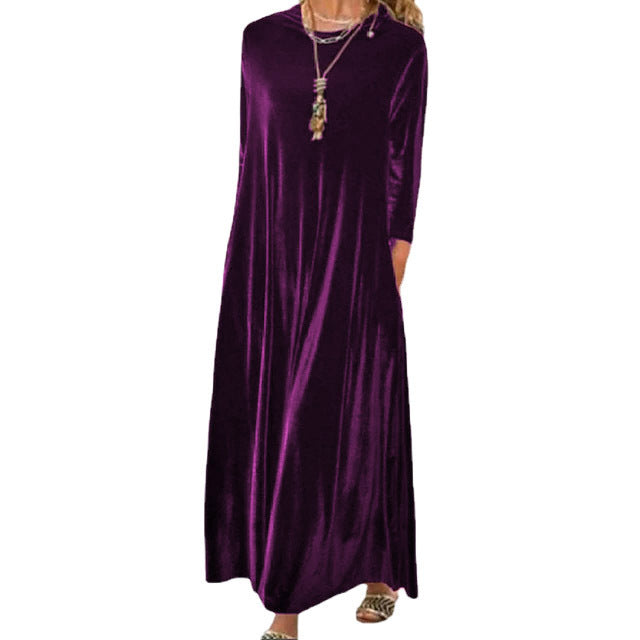 Damen Maxikleid mit elegantem Schnitt und Taschen EB