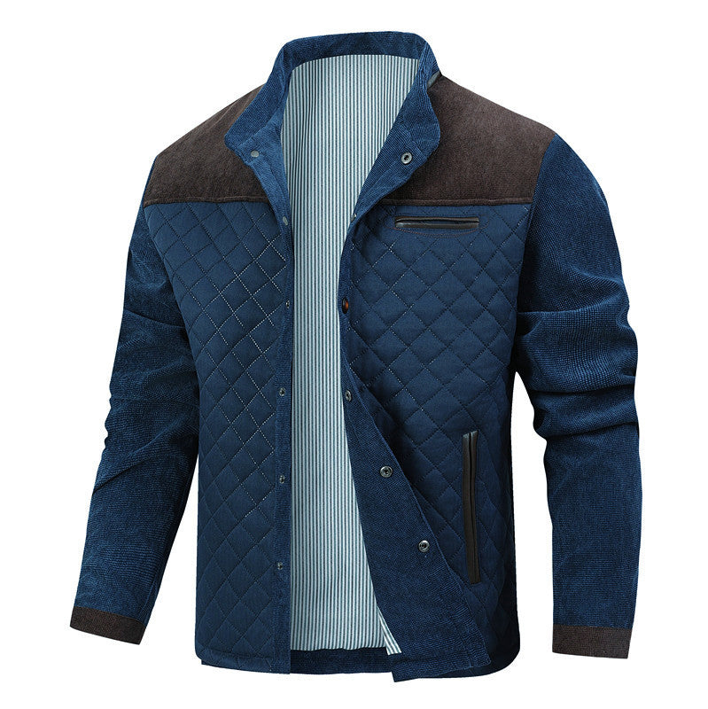 Herren gesteppte Freizeitjacke mit modischem Stehkragen und praktischen Taschen EB
