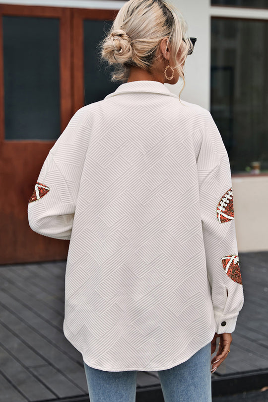 Damen Sportliche Overshirt-Jacke mit strukturierten Football-Applikationen EB