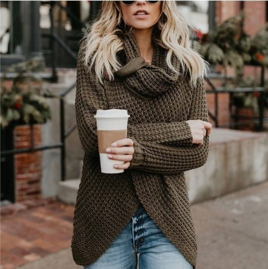 Damen Strickjacke mit asymmetrischem Verschluss und komfortablem Kragen EB