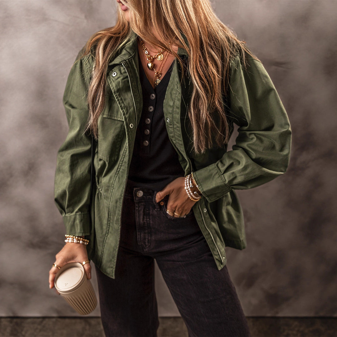 EB | Vintage Winddichte Arbeitsjacke Mit Kapuze Und Mehreren Taschen