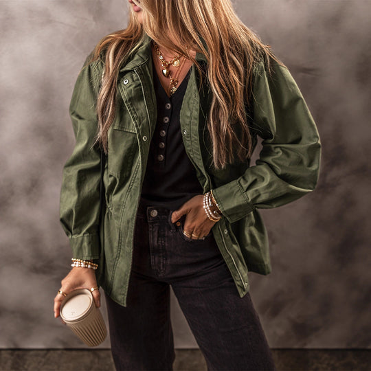 EB | Vintage Winddichte Arbeitsjacke Mit Kapuze Und Mehreren Taschen