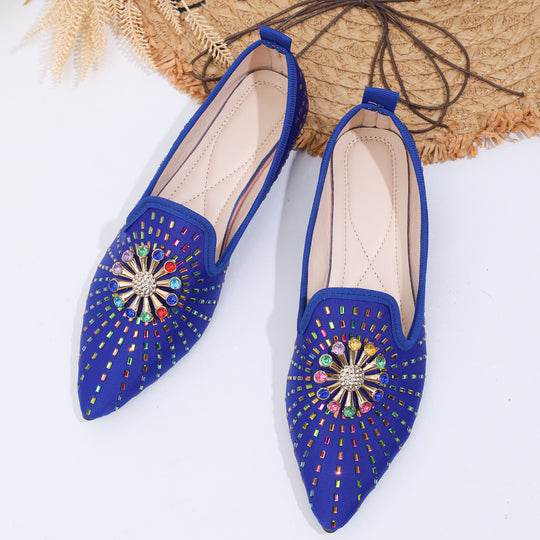 Damen flache Ballerinas mit funkelnder Applikation und modischem Design EB
