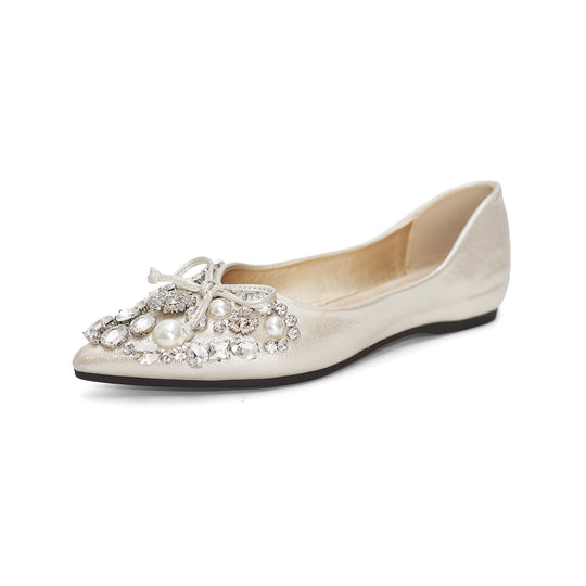 Damen Ballerinas mit funkelndem Strassbesatz und eleganter Schleife EB