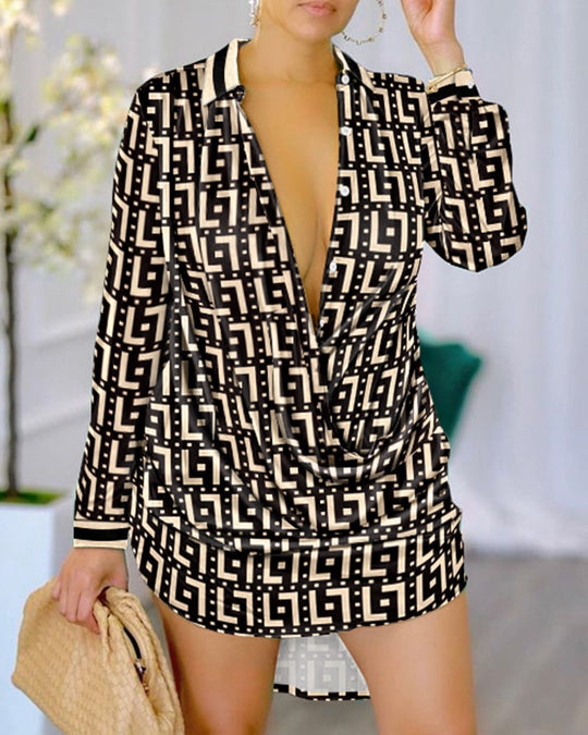 Damen Lebhaftes Blusenkleid mit glitzerndem Leopardendruck EB