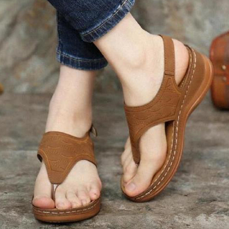 Damen Komfortable Zehensandalen mit elegantem Riemendesign und anatomischem Fußbett EB
