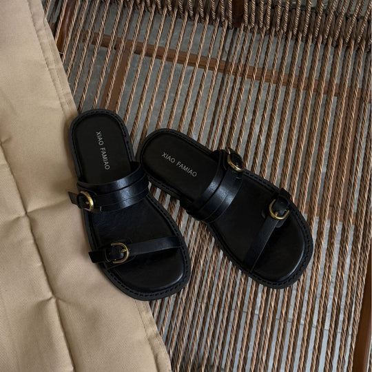 Damen elegante Komfort-Pantoletten mit verstellbarem Riemen und ergonomischer Sohle EB