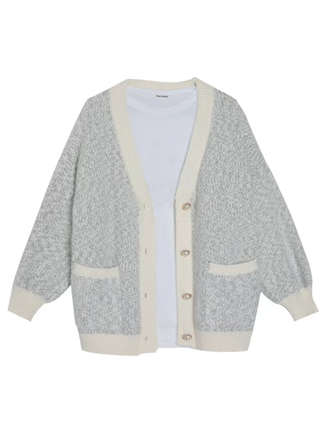 Damen oversized Strickjacke mit praktischen Taschen und stilvollen Knopfdetails EB