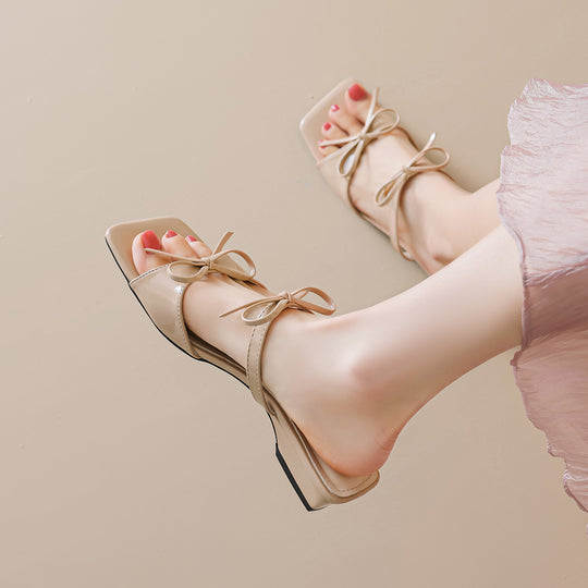 Damen elegante Slingback-Sandalen mit dekorativem Schleifenakzent EB