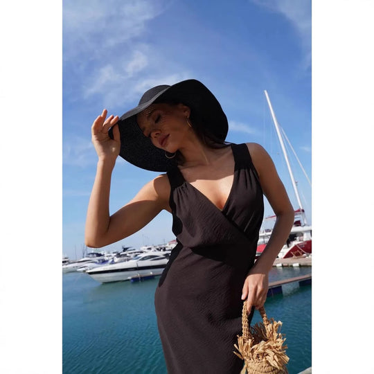 Damen Maxikleid mit schickem Wickeldesign und raffinierter Drapierung EB