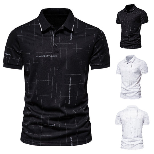 Herren Polohemd mit modernem Schnitt und grafischem Muster EB