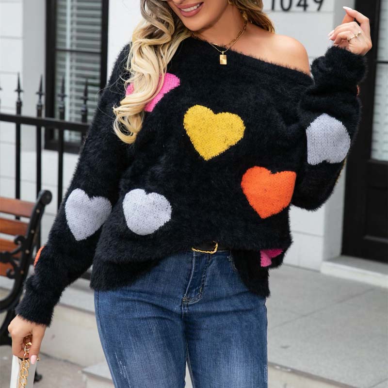 EB | Strickpullover Mit Süßem Herzmuster