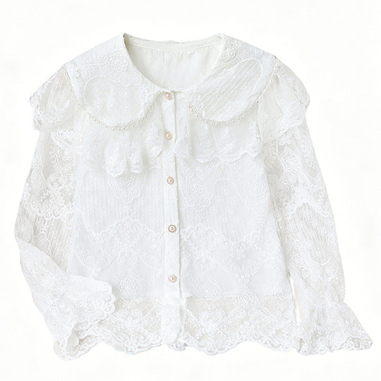 Damen elegante Spitzenbluse EB
