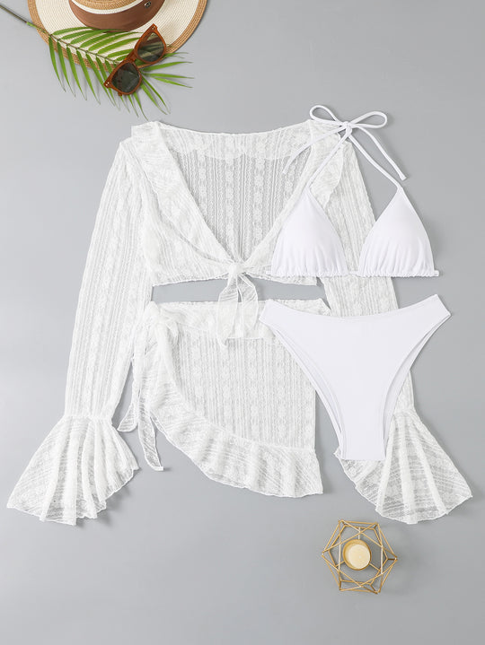 Damen Bikini-Set mit schickem Wickeloberteil und dekorativem Rock EB