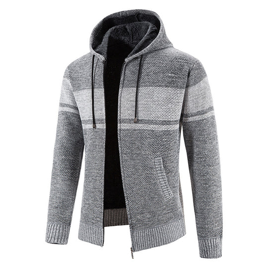 Herren Strickjacke mit Kapuze und strukturiertem Design EB