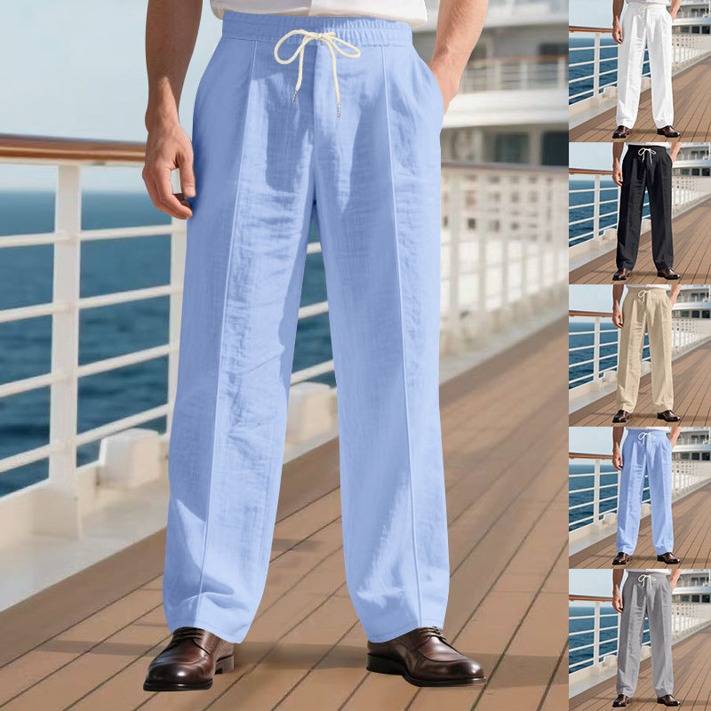 Herren nan Relax-Freizeithose mit elastischem Tunnelzugbund, dekorativer Bügelfalte und seitlichen Eingrifftaschen EB
