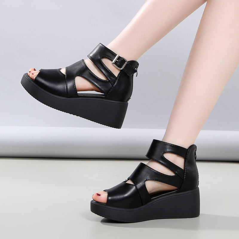 Damen Wedge-Sandalen mit modischen Cut-Outs und verstellbarem Riemen EB