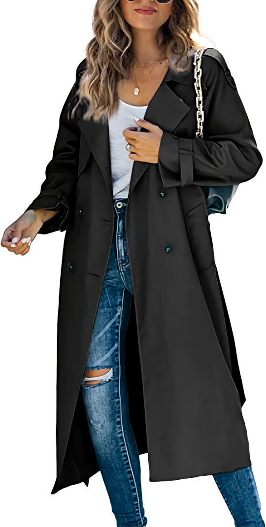 Damen Modischer Trenchcoat mit doppelter Knopfleiste und lässigem Schnitt EB