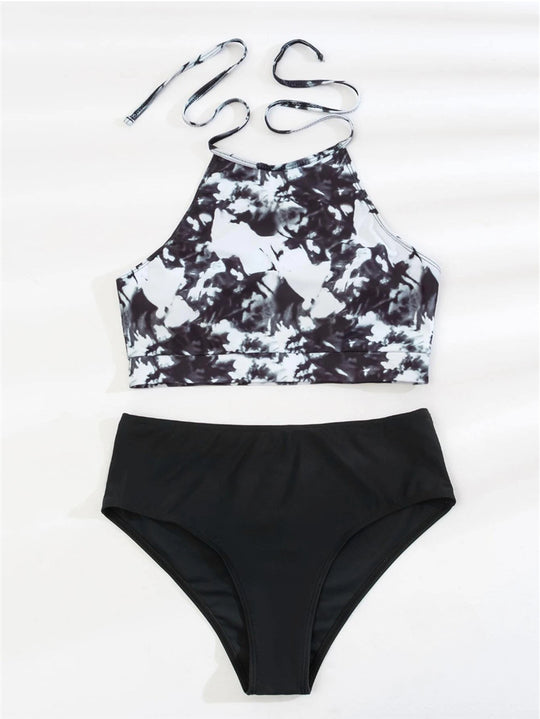 Damen Bikini-Set mit hochgeschlossenem Oberteil und modernem Hosen-Design EB
