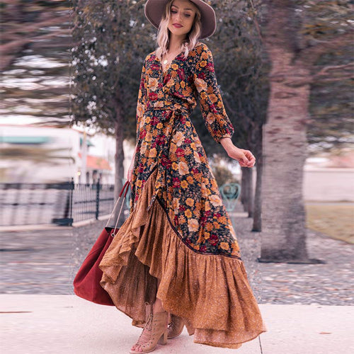 Damen Wickelkleid mit floralem Design und eleganten Ärmeln EB