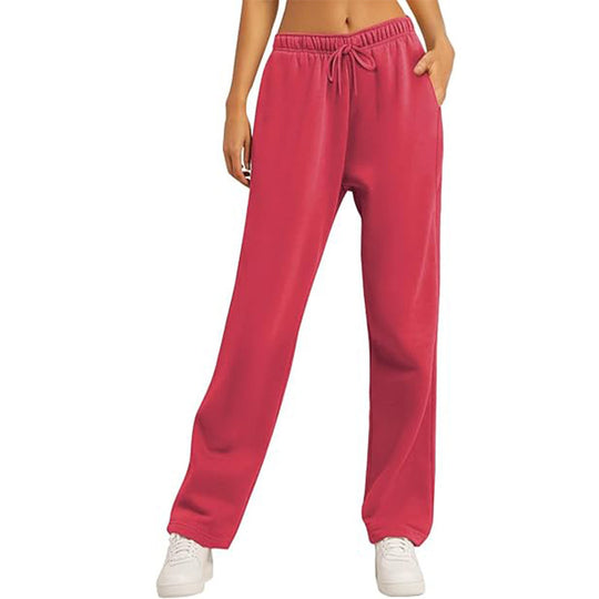 Damen nan hochwertige Relax-Hose mit hoher Taille, geradem Bein und integrierten Eingrifftaschen EB